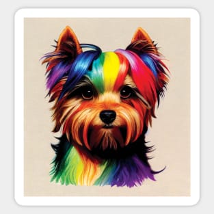 Yorkshire Terrier Dog in Rainbow Colours Sticker